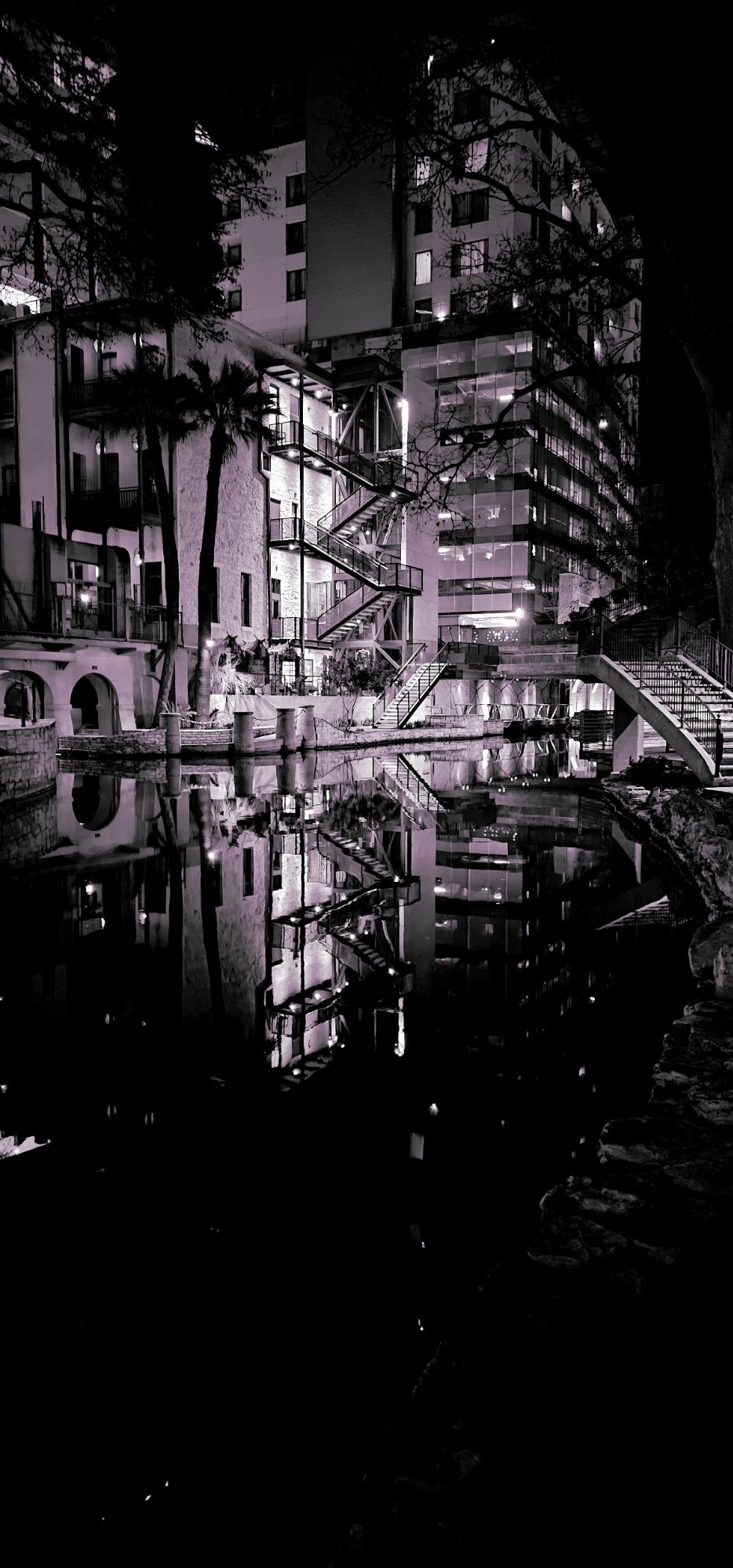 River Walk in black and white